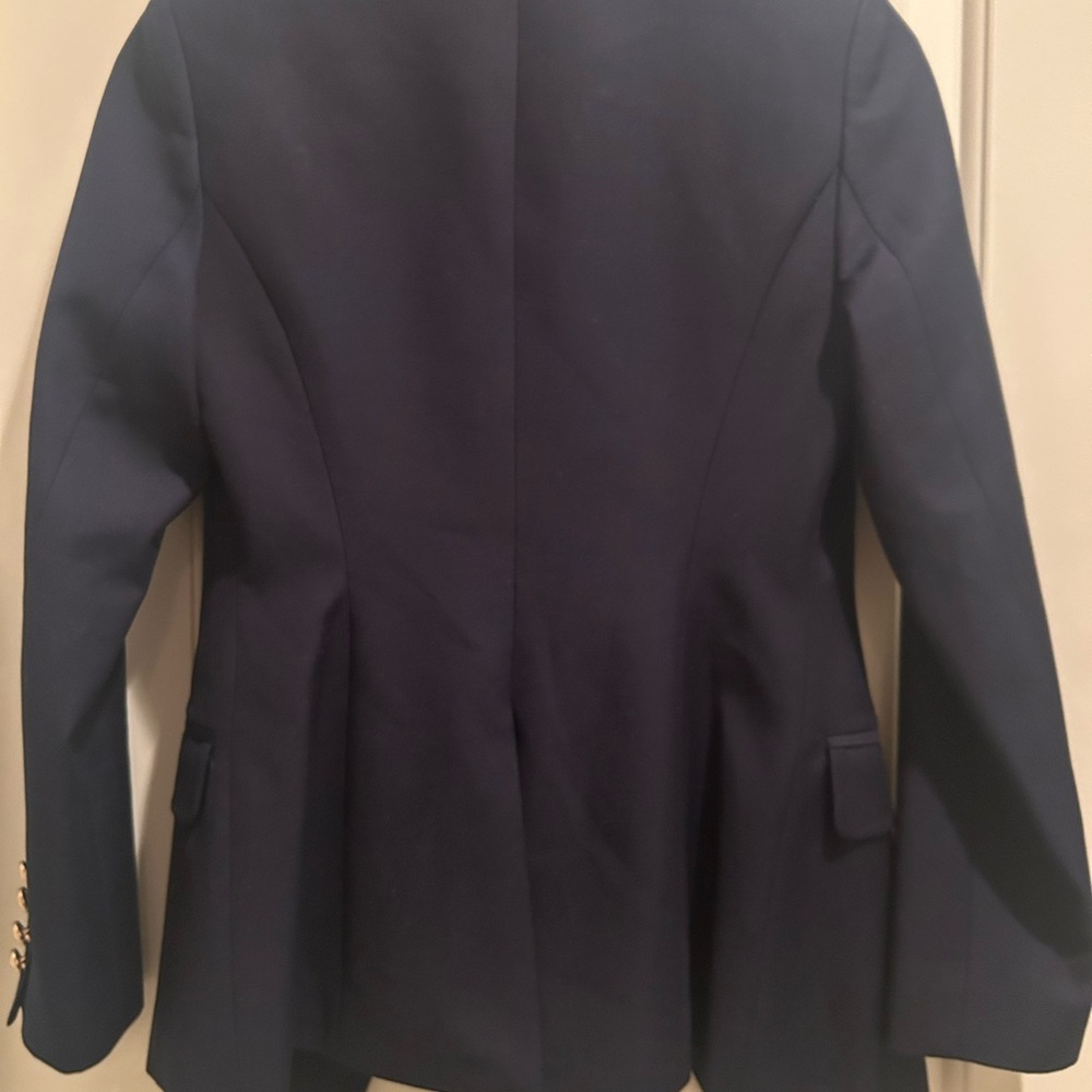 Women’s Navy Double-Breasted Blazer with Gold Buttons by Moxgie XS - Picture 6 of 7